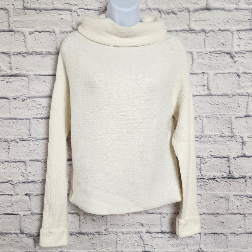 Daily Ritual Sweater Women Sz Small Cream color Mock Neck Wool Blend